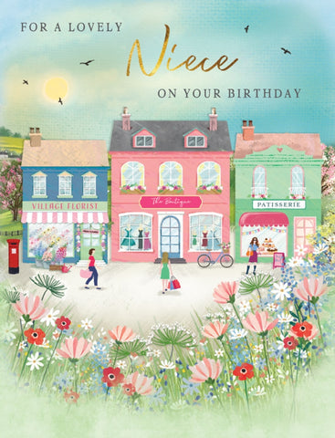 Niece birthday card- sunny shops