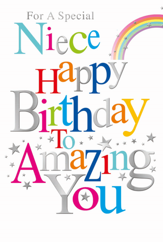 Niece birthday card - modern rainbow design