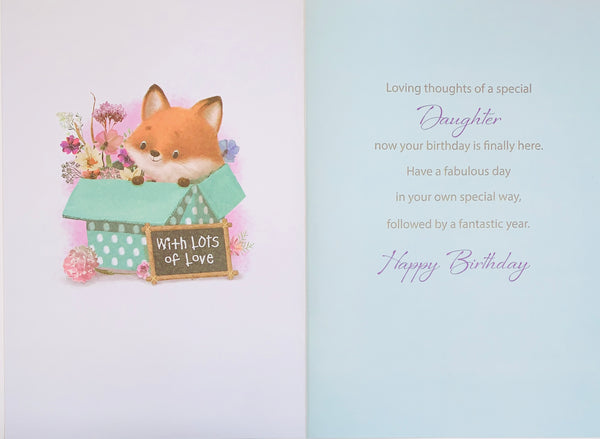 Daughter birthday card- cute fox