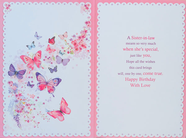 Sister in law birthday card- flowers and butterflies