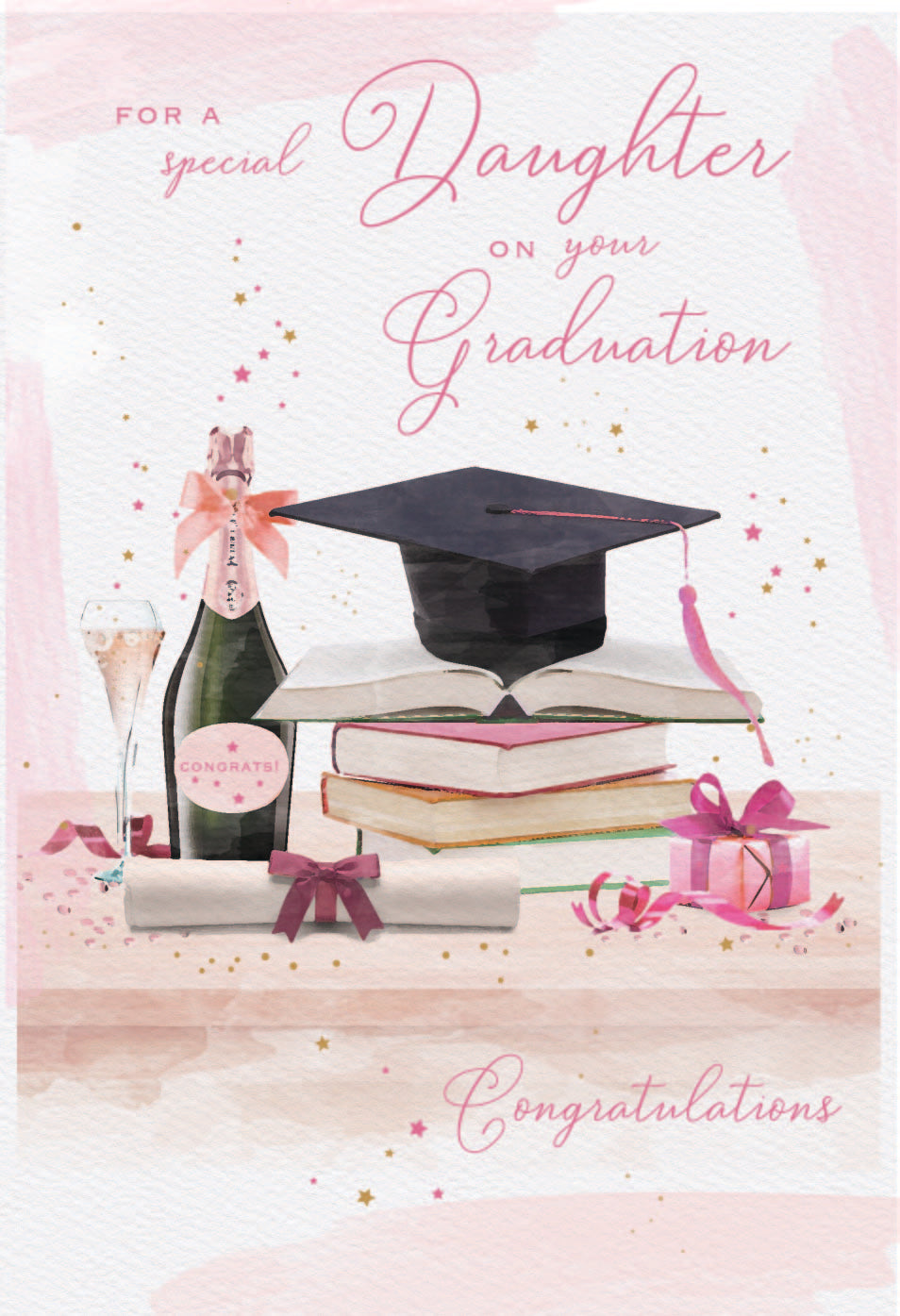 Daughter Graduation card - scroll and cap