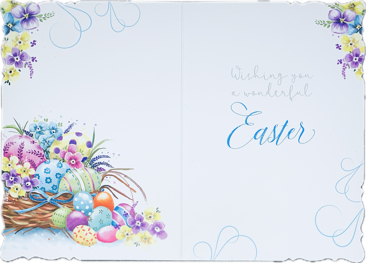 Easter card- Easter eggs and flowers – Cards Through The Post.com