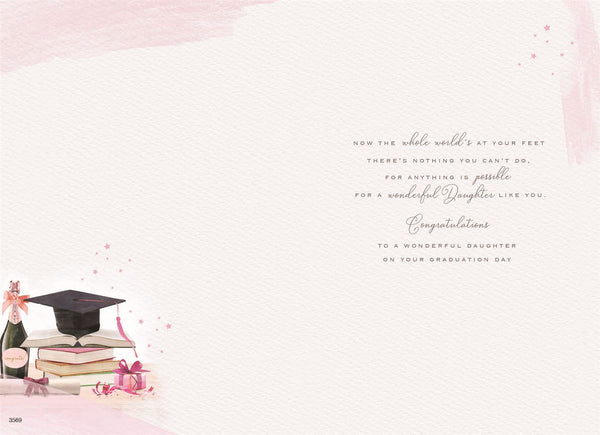 Daughter Graduation card - scroll and cap