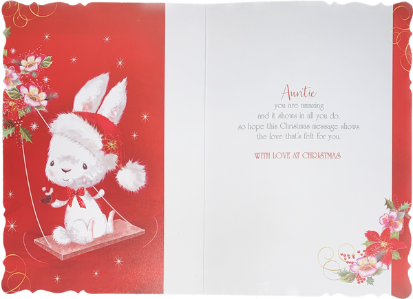 Auntie Christmas card- cute Xmas rabbit