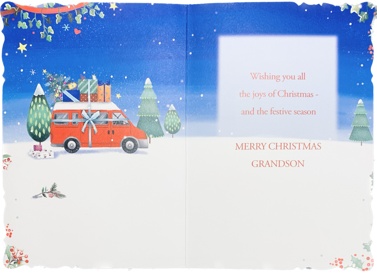 Grandson Christmas card - Cute camper van – Cards Through The Post.com