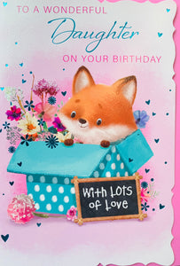 Daughter birthday card- cute fox