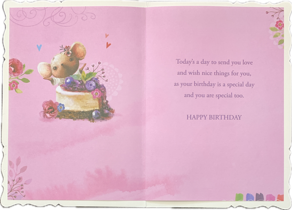 Granddaughter birthday card- cute mouse