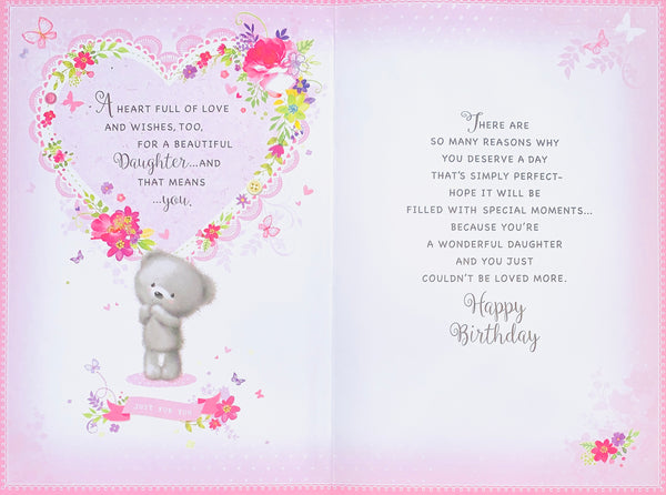 Daughter birthday card - cute bear