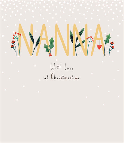 Nanna Christmas card - holly leaves