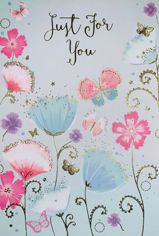 Blank card - flowers and butterflies