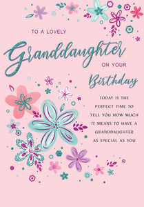 Granddaughter birthday card with long verse