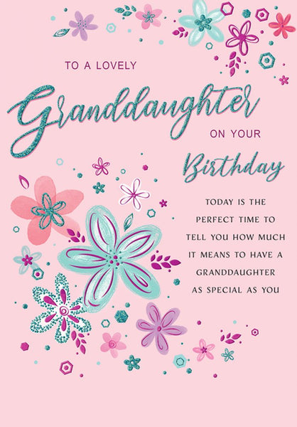 Granddaughter birthday card with long verse