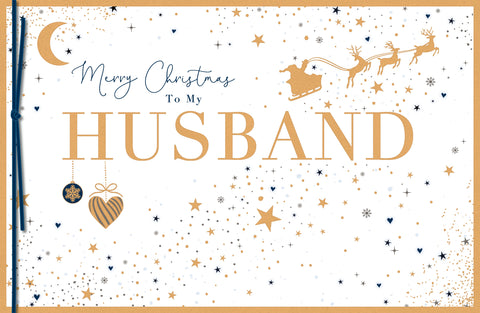 Husband Christmas card - contemporary stars and moon