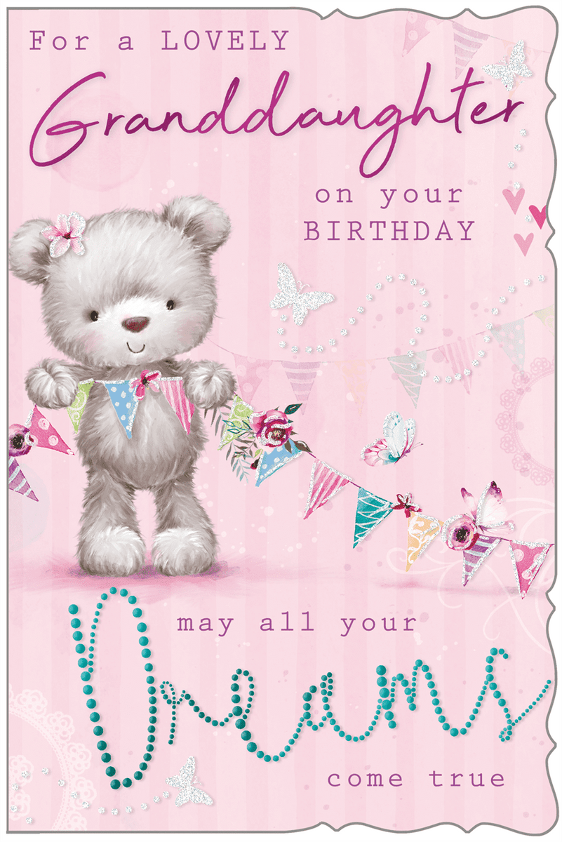 Granddaughter birthday card- cute bear – Cards Through The Post.com