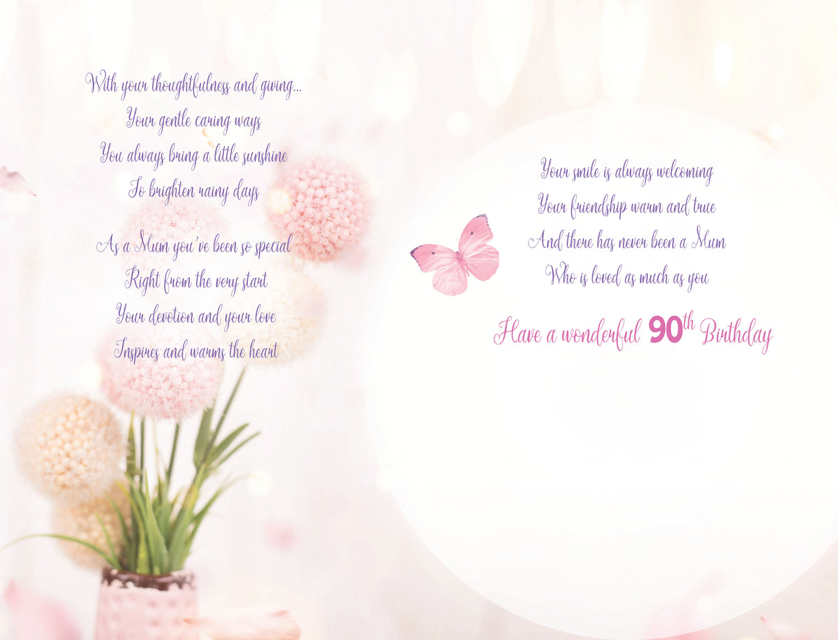 Mum 90th birthday card- sentimental verse – Cards Through The Post.com