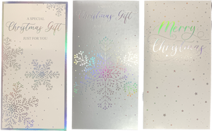 3 x Luxury Christmas gift wallet- Silver and white Xmas money wallet