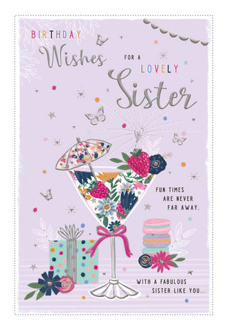 Sister birthday card- sparkling birthday cocktail