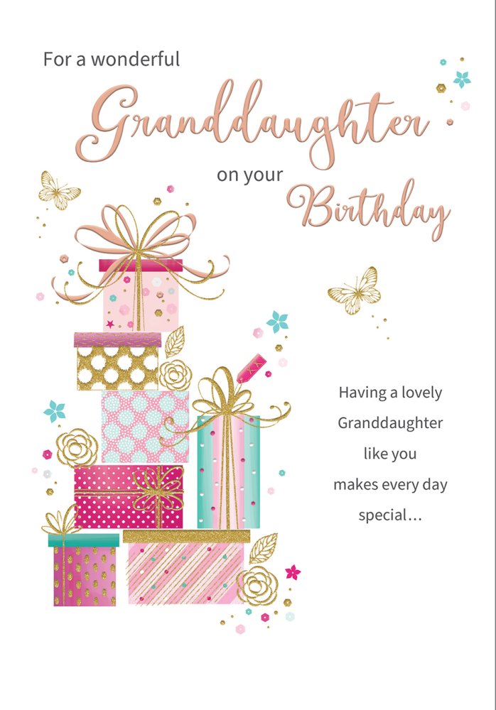 Granddaughter birthday card- modern presents – Cards Through The Post.com