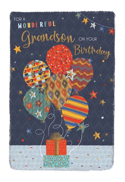 Grandson birthday card - bright balloons – Cards Through The Post.com