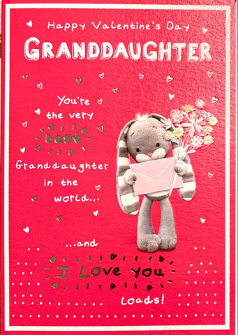 Granddaughter Valentine’s Day card - cute rabbit